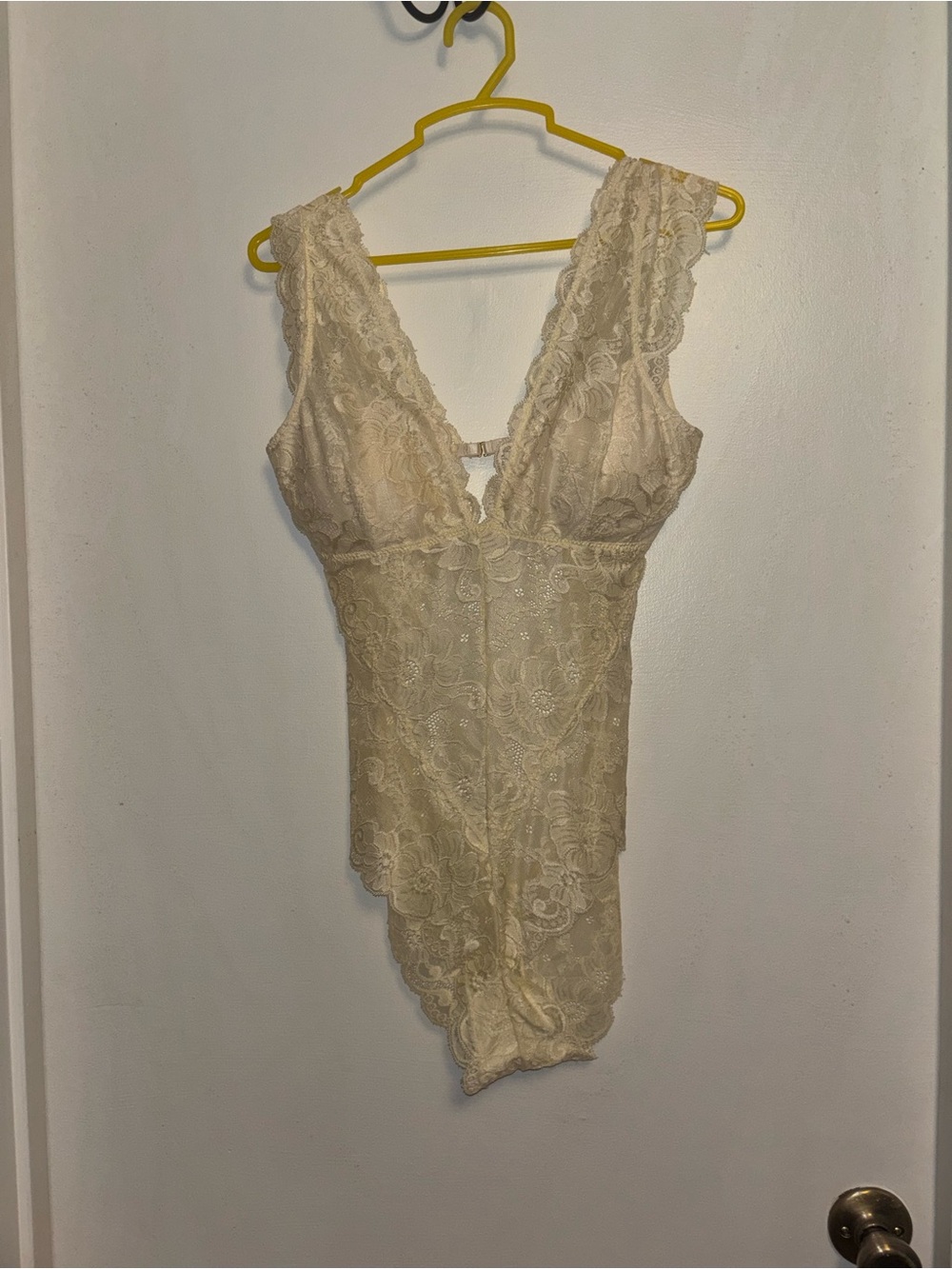 Delicate Lace V-Neck Chemise in Cream